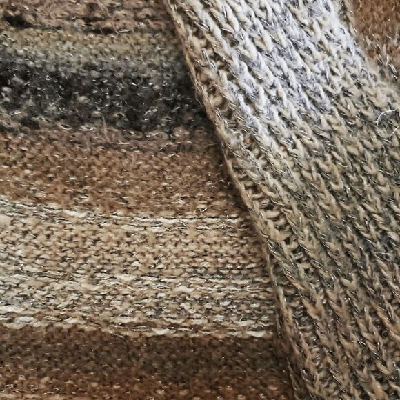 Maurice's Boho Earth Tone Stripe Shawl Collar Open Front Cardigan Sweater Size M - Picture 9 of 9